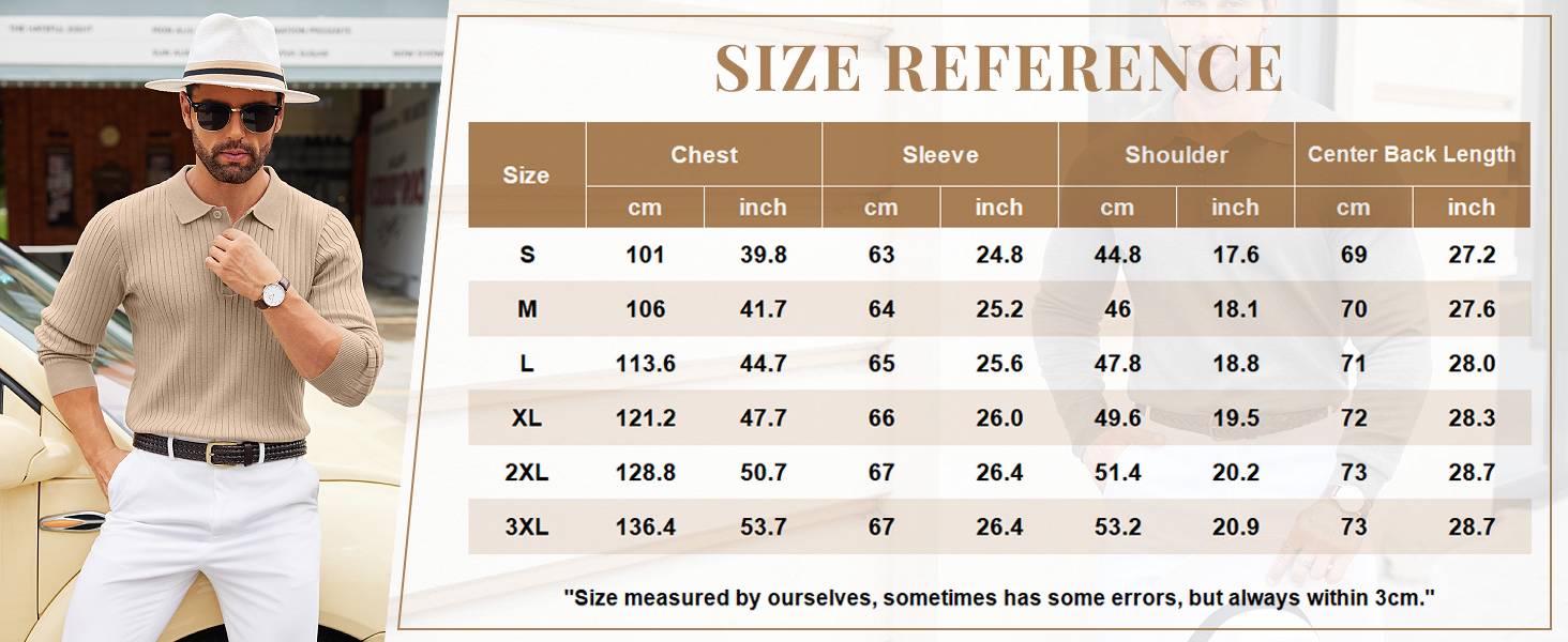 COOFANDY Mens Knit Polo Shirts Casual Long Sleeve Classic Polo Shirts Button Down Golf Shirts