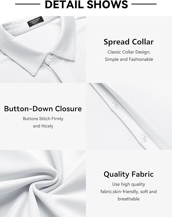COOFANDY Mens Short Sleeve Wrinkle Free Shirt Casual Button Down Shirt Summer Dress Shirt