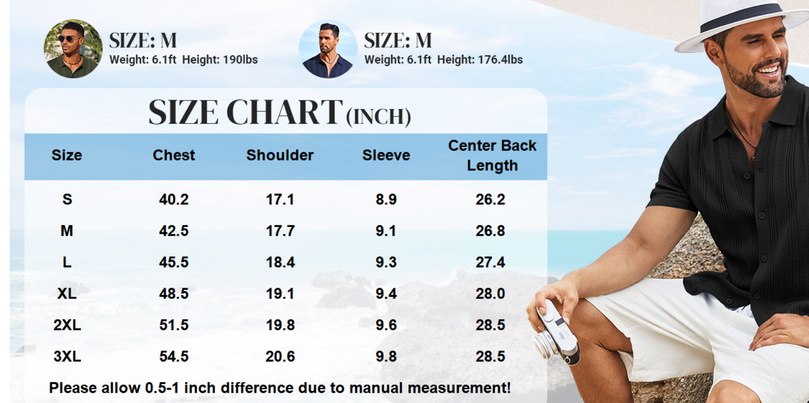 COOFANDY Men's Knit Shirts Short Sleeve Casual Button Down Polo Shirt Summer Beach Vacation Shirts