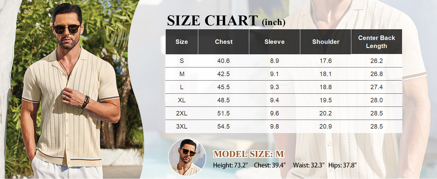 COOFANDY Men's Short Sleeve Knit Casual Button Down Shirt Vintage Striped Knitted Golf Beach Tops