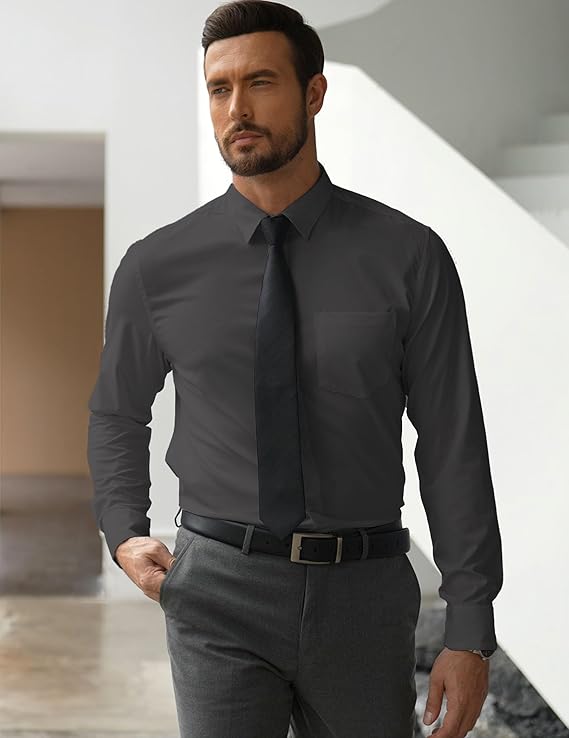COOFANDY Men's Long Sleeve Muscle Fit Dress Wrinkle-Free Button Down Business Casual Shirts