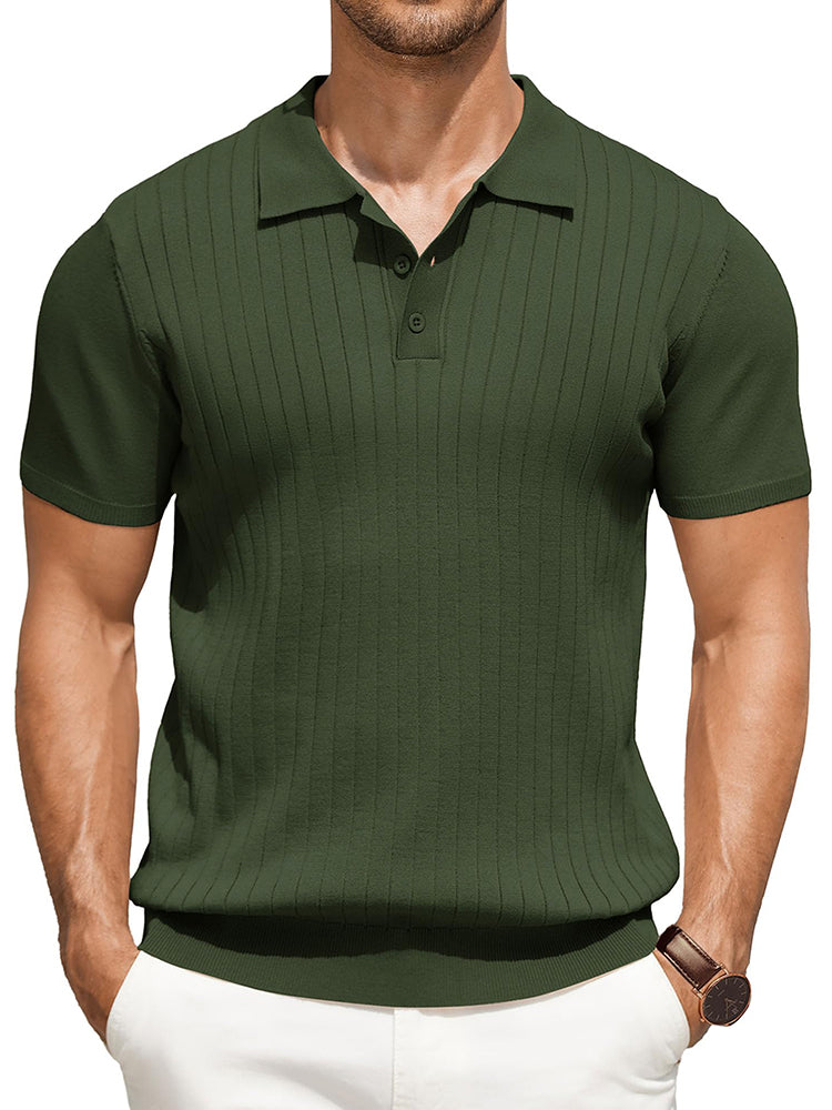 COOFANDY Men's Knit Polo Shirts Short Sleeve Ribbed Knitted Shirt Summer Lightweight Casual Golf Shirts