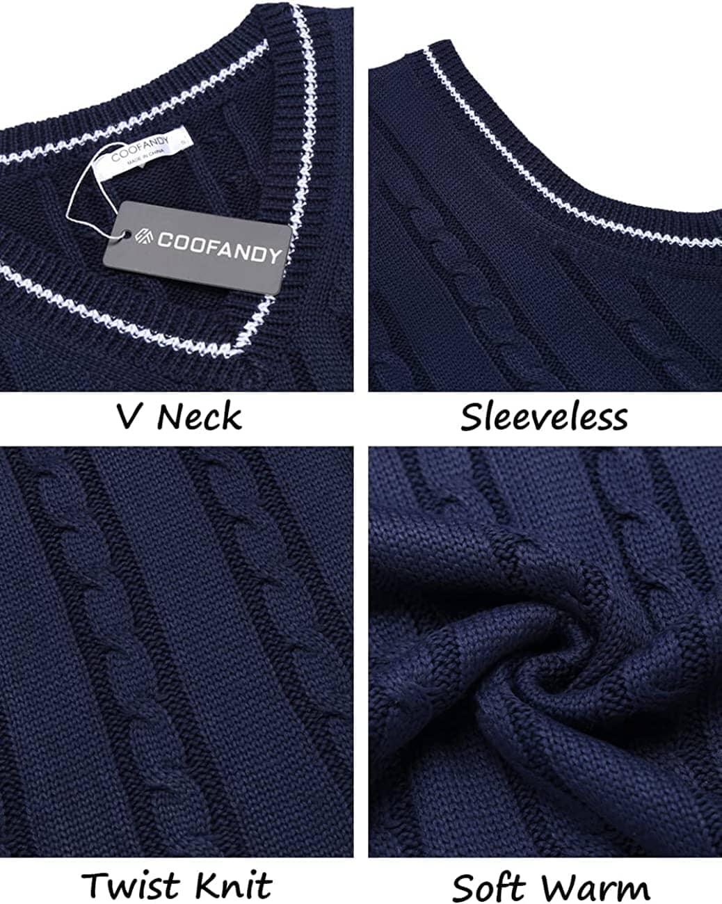 V Neck Sleeveless Knitted Pullover Vest Sweater (US Only) Vest COOFANDY Store