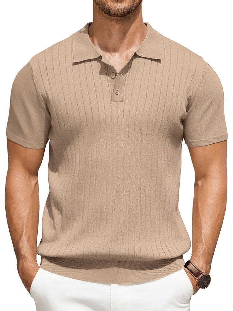 COOFANDY Men's Knit Polo Shirts Short Sleeve Ribbed Knitted Shirt Summer Lightweight Casual Golf Shirts