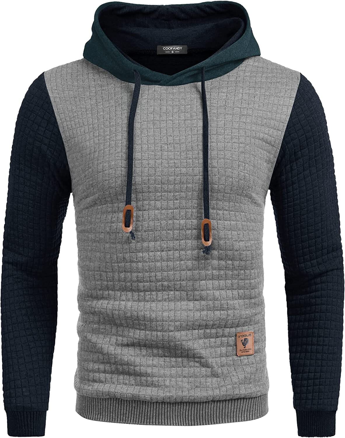Gym Drawstring Plaid Jacquard Hoodie (US Only) Fashion Hoodies & Sweatshirts COOFANDY Store PAT2 S