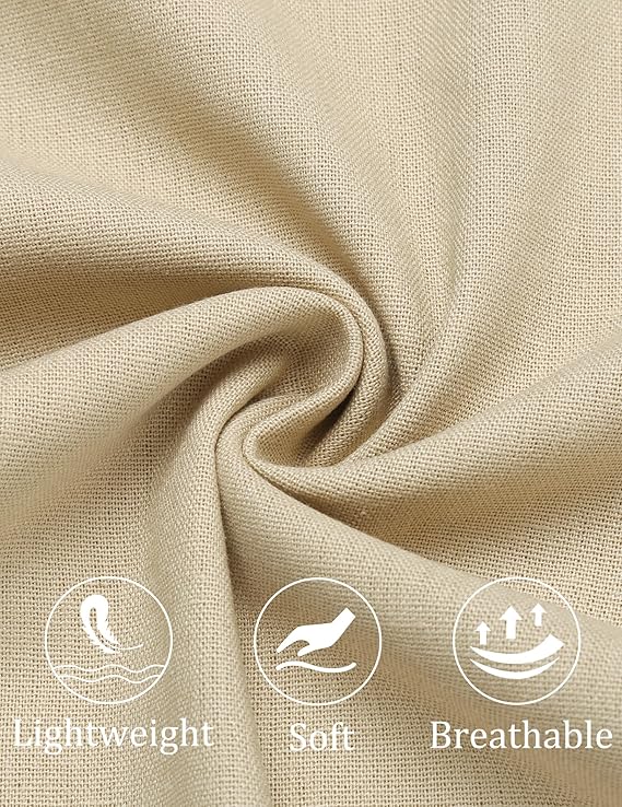 COOFANDY Men's Cotton Linen Pants Elastic Waist Lightweight Casual Pants Relaxed Fit Yoga Beach Pants with Pockets