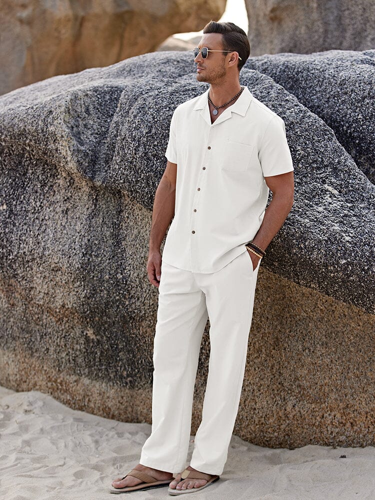 Casual Linen Style Beach Shirt Sets (US Only) Sets coofandystore