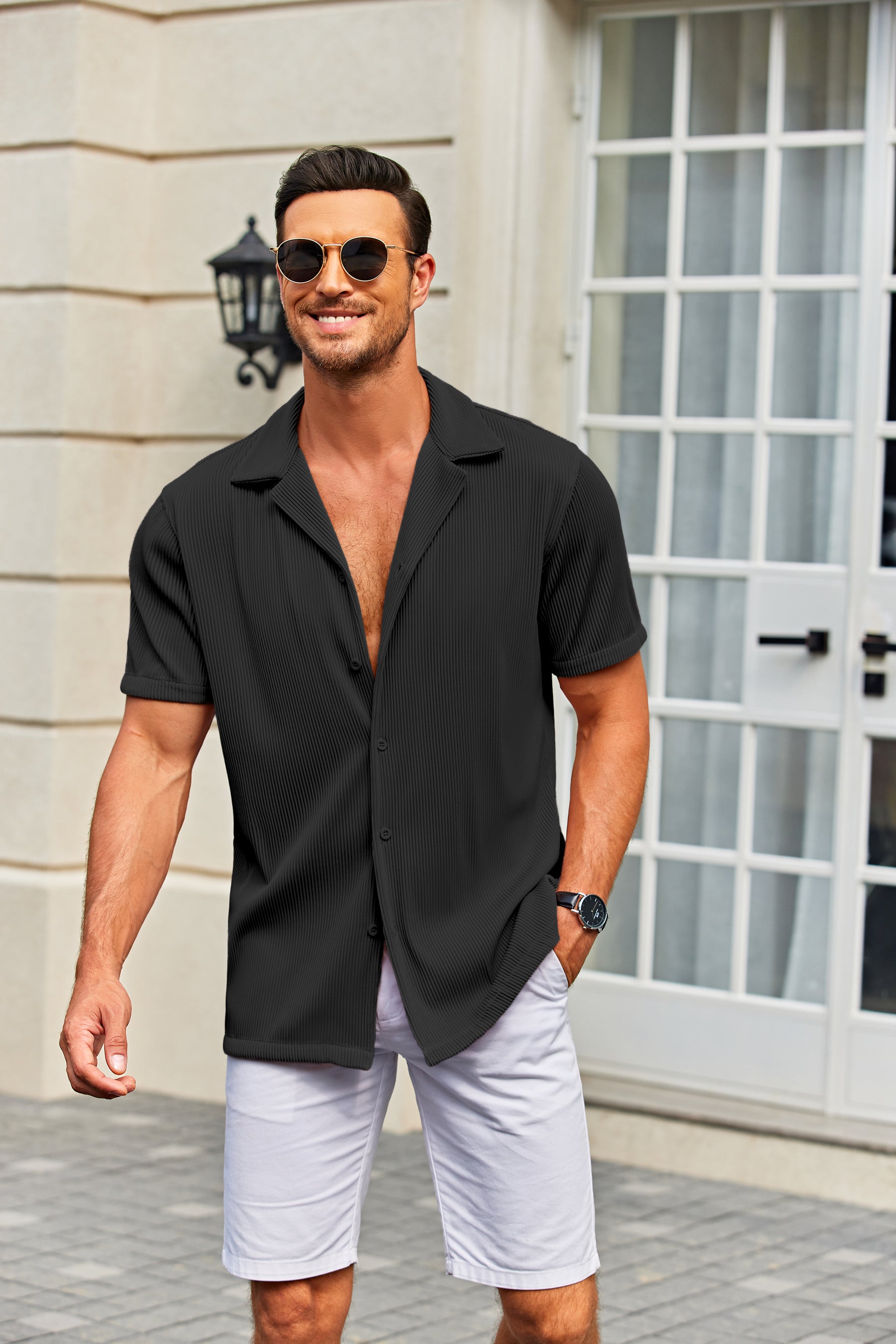COOFANDY Men's Casual Button Down Shirts Short Sleeve Regular Fit Fashion Camp Beach Shirts Tops