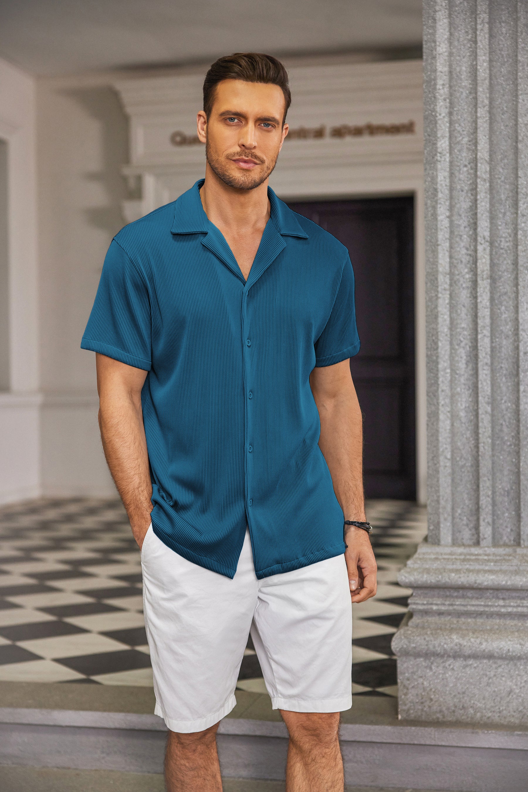 COOFANDY Men's Casual Button Down Shirts Short Sleeve Regular Fit Fashion Camp Beach Shirts Tops