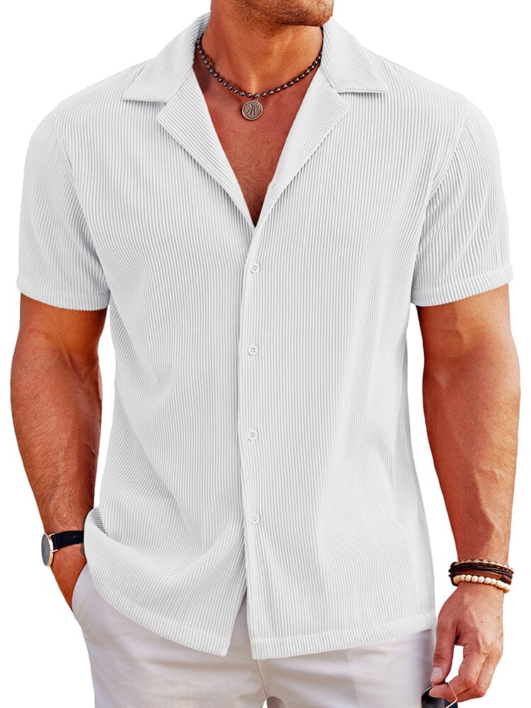 Breathable Pit Strip Laple Shirt (US Only) Shirts coofandy White S