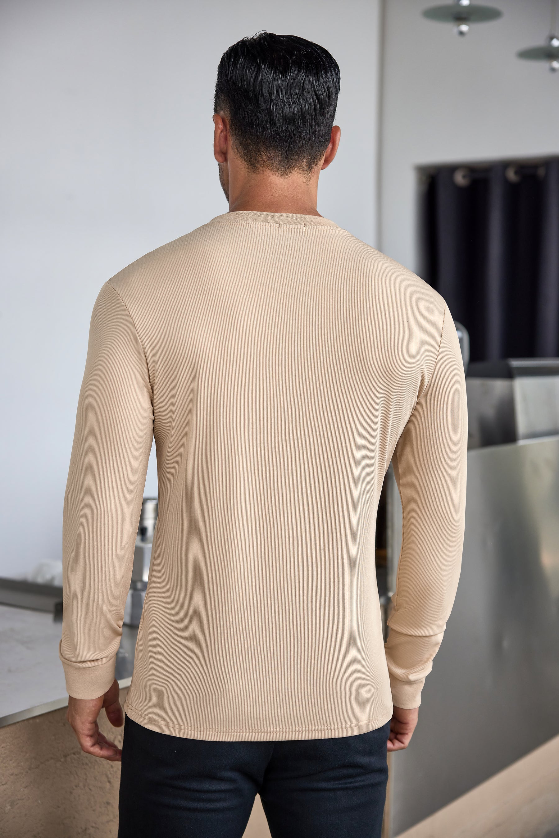 COOFANDY Men's Long Sleeve Henley Shirts Stretch Ribbed T-Shirts Fashion Casual Basic Tops