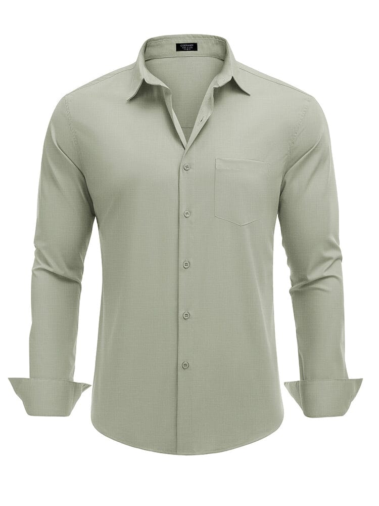 Muscle Fit Wrinkle Free Business Shirt (US Only) Shirts & Polos coofandy Light Green S