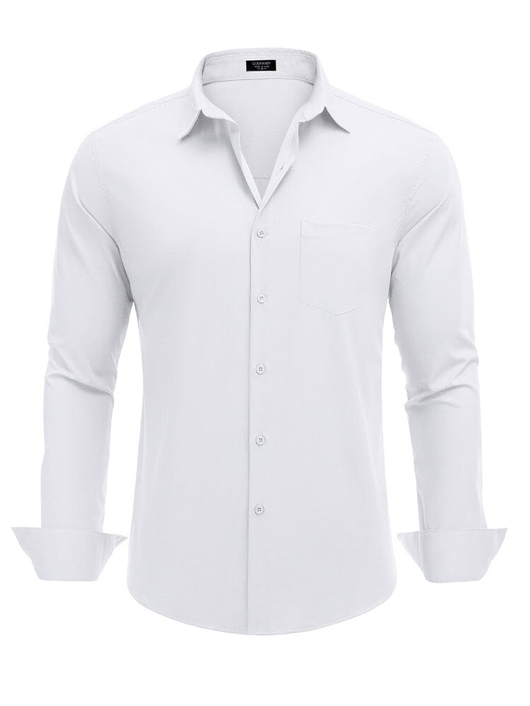 Muscle Fit Wrinkle Free Business Shirt (US Only) Shirts & Polos coofandy White S