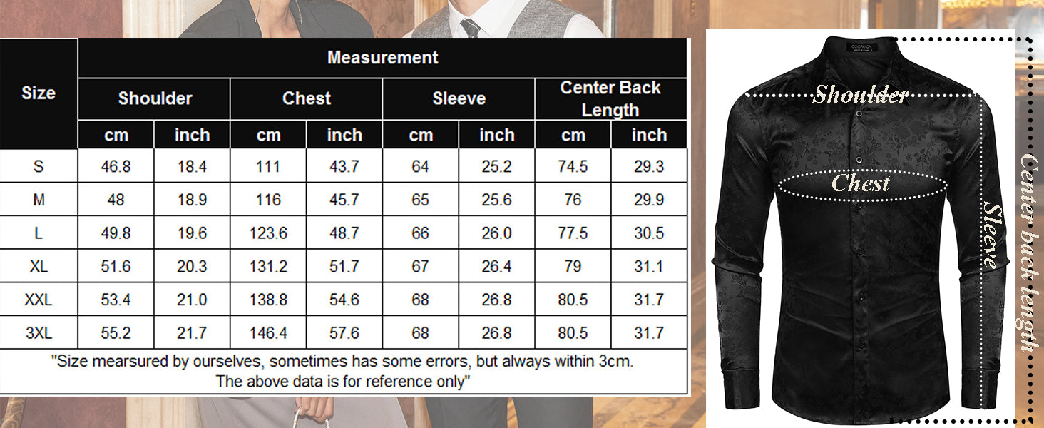 COOFANDY Men's Silk Satin Dress Shirts Jacquard Long Sleeve Floral Button Up Shirts Party Prom Wedding Shirt