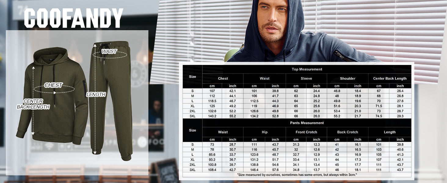 COOFANDY Men's Tracksuit 2 Piece Hooded Athletic Sweatsuits Casual Running Jogging Sport Suit Sets