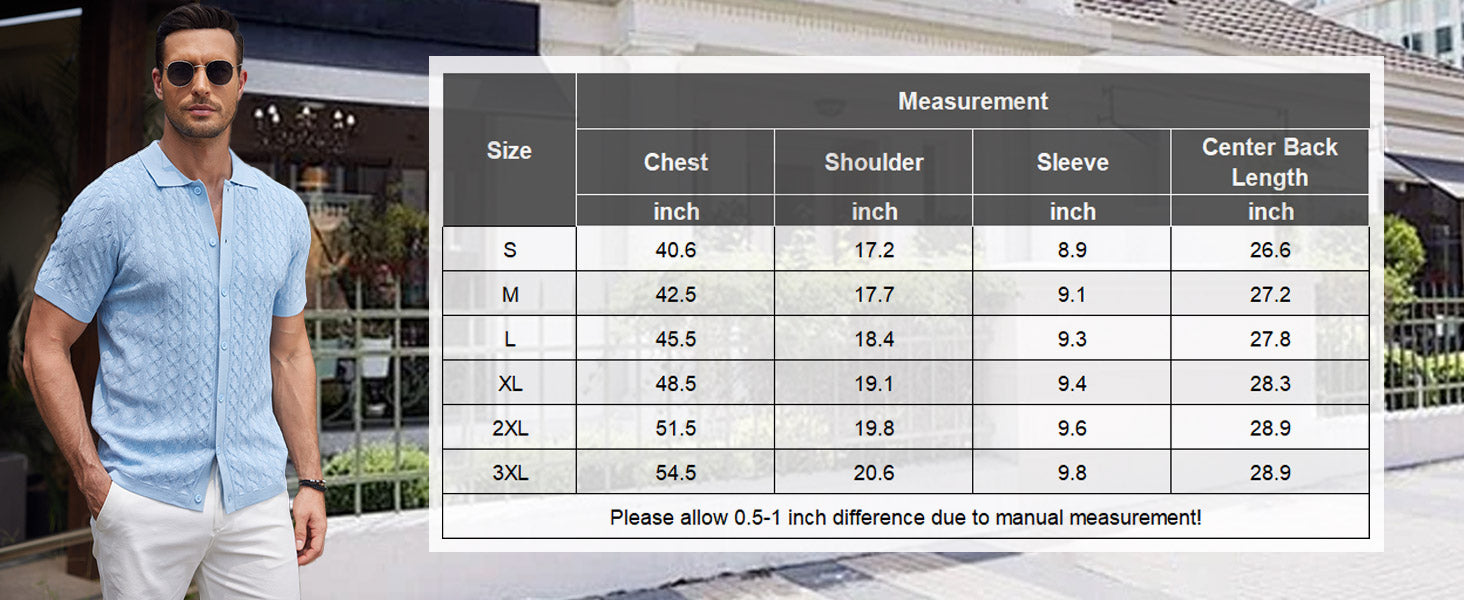 COOFANDY Men's Knit Short Sleeve Shirts Button Down Vintage Knitted Polo Shirt Casual Beach Crochet Cable Vacation Shirt