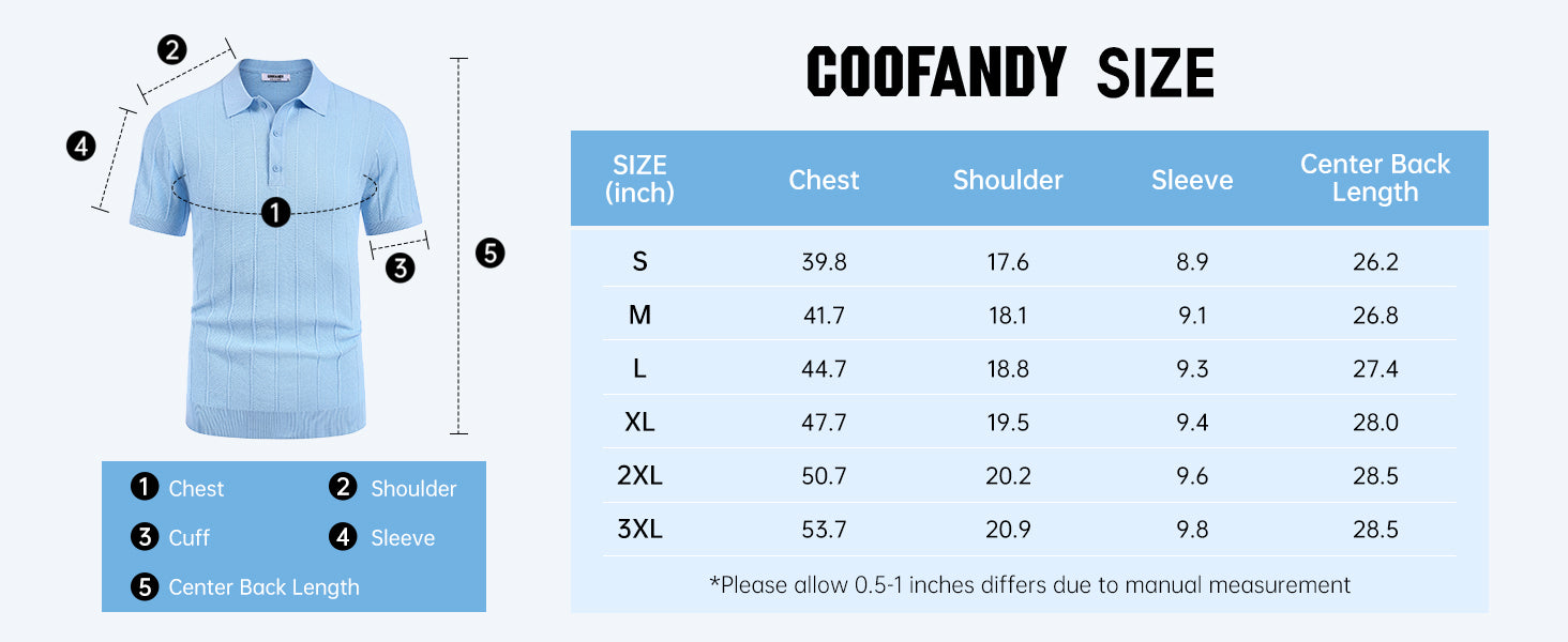 COOFANDY Mens Knit Polo Shirts Short Sleeve Ribbed Textured Polo Shirt Lightweight Casual Golf Shirts Collared T Shirt