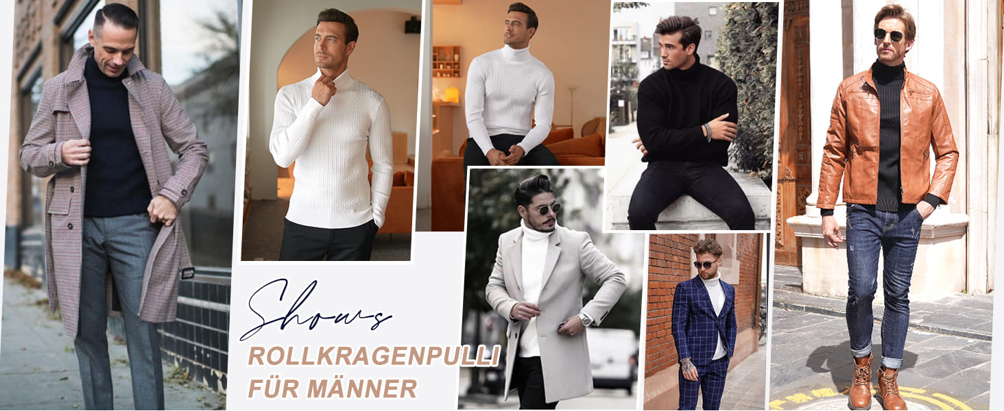 COOFANDY Men's Slim Fit Turtleneck Sweater Casual Twist Patterned Pullover Knitted Sweaters