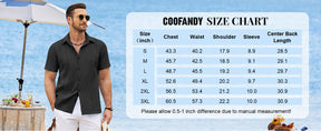 COOFANDY Men's Cuban Guayabera Shirt Summer Beach Vacation Shirt Casual Short Sleeve Button Down Resort Wear
