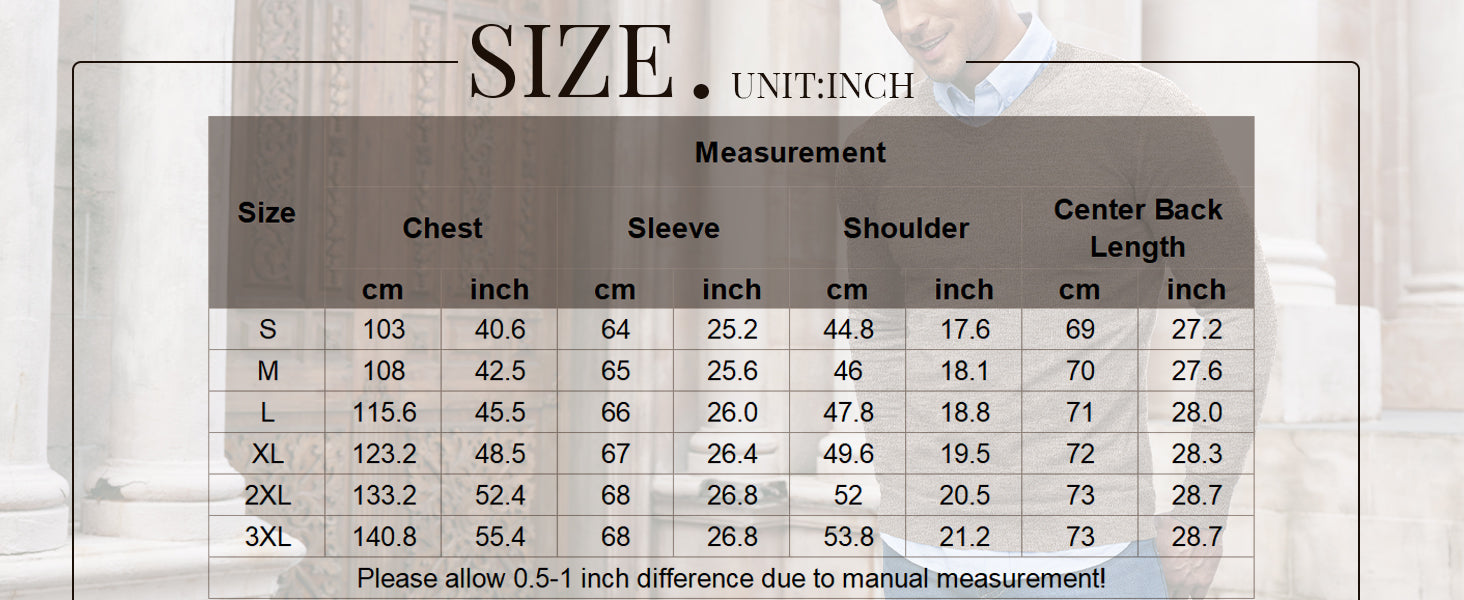 COOFANDY Men Casual V Neck Sweater Ribbed Knit Slim Fit Long Sleeve Pullover Top
