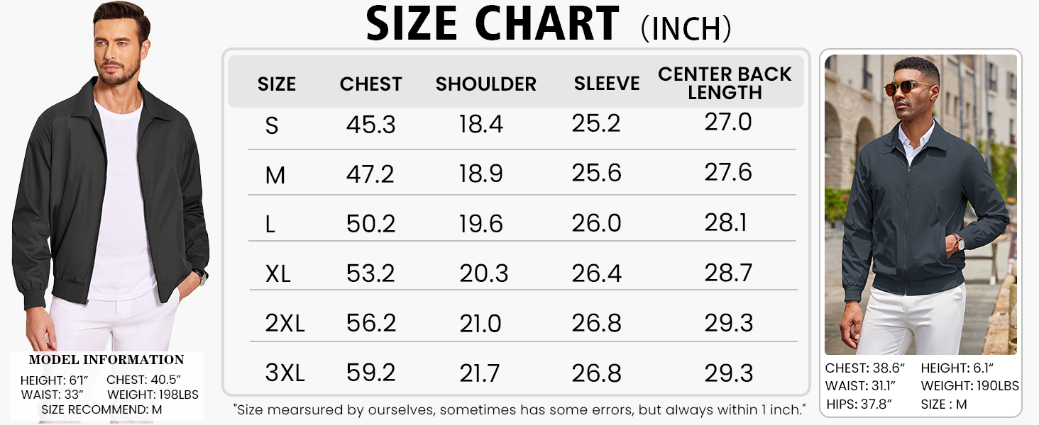 COOFANDY Men's Lightweight Jackets Casual Bomber Windbreaker Zip Up Collared Jacket Golf Windproof Coat