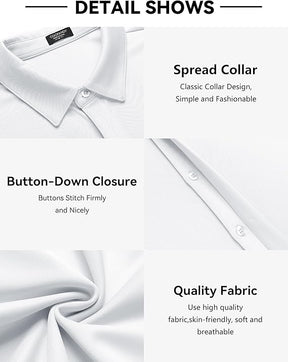 COOFANDY Mens Short Sleeve Wrinkle Free Shirt Casual Button Down Shirt Summer Dress Shirt