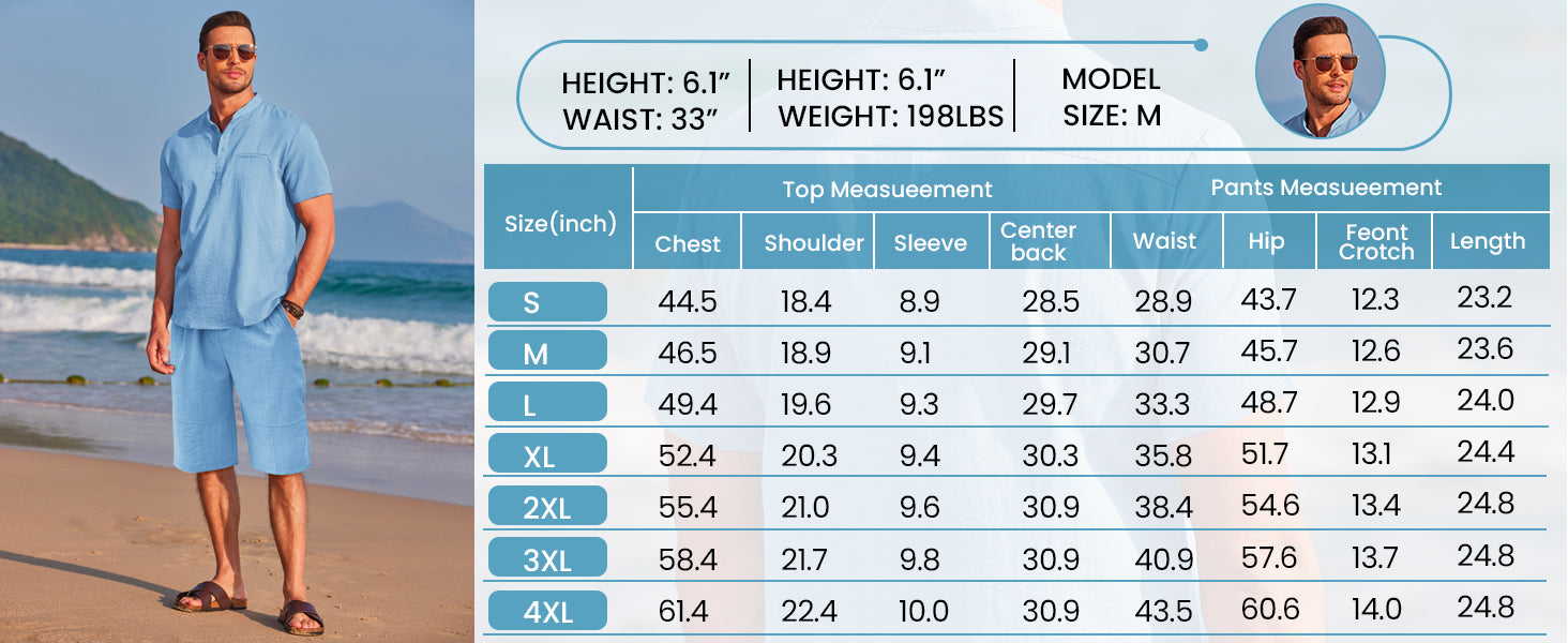 COOFANDY Men's 2 Piece Outfits Short Sleeve Henley Shirts and Shorts Summer Beach Yoga Pants Set
