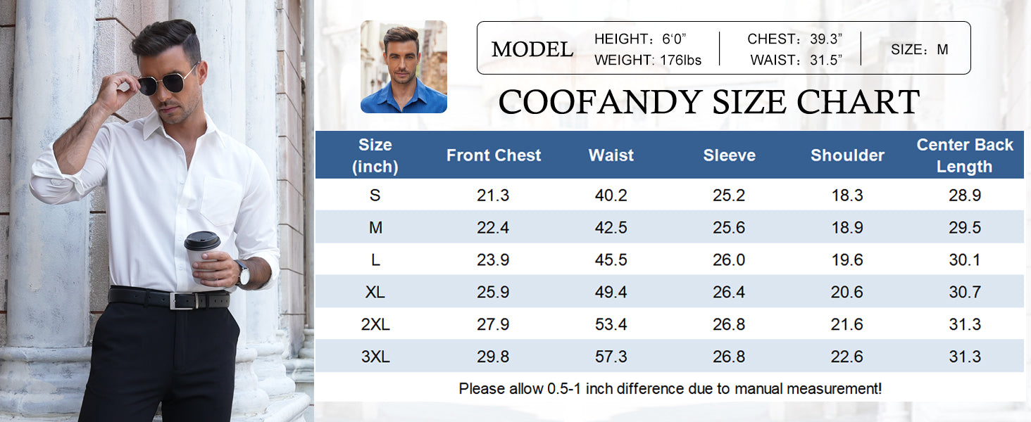 COOFANDY Men's Casual Button Down Shirts Long Sleeve Untucked Shirts Regular Fit Linen Shirt
