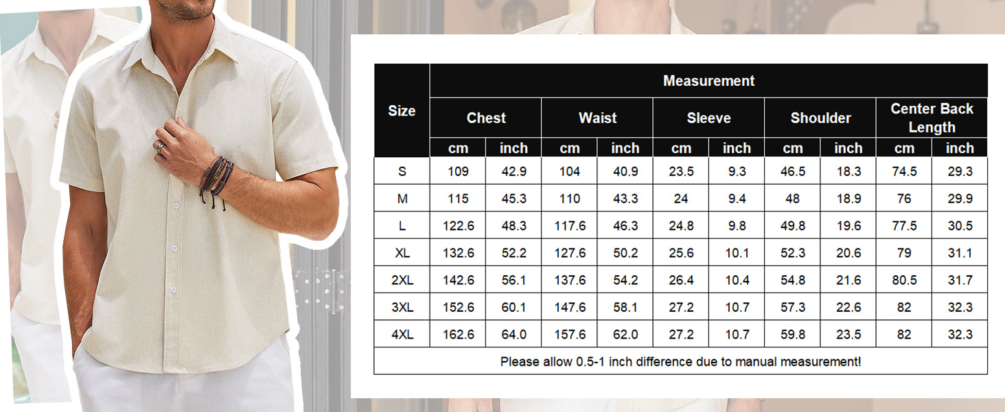 COOFANDY Mens Linen Casual Short Sleeve Shirt Button Down Summer Beach Shirts