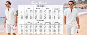 COOFANDY Men's 2 Pieces Linen Set Casual Henley Shirts Short Sleeve Beach Yoga Shorts Summer Pants Outfits