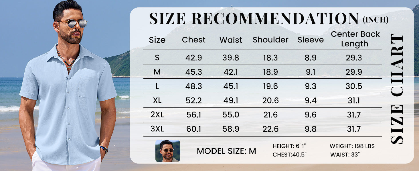 COOFANDY Men's Casual Short Sleeve Button Down Summer Beach Shirt Lightweight Textured Wrinkle Free Untucked Shirts
