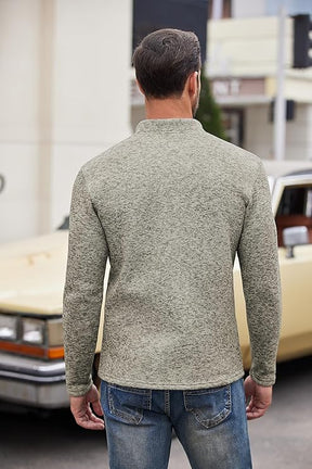 COOFANDY Men's Casual Henley Pullover Thermal Fleece Slim Fit Sweater