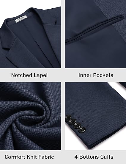 COOFANDY Men's Casual Knit Blazer Two Button Lightweight Sport Coats Suit Jacket