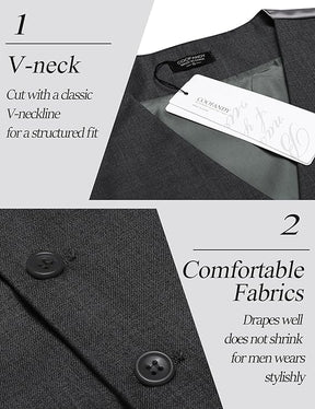 COOFANDY Men's Suit Vest Slim Fit Business Formal Waistcoat Casual Dress Vest