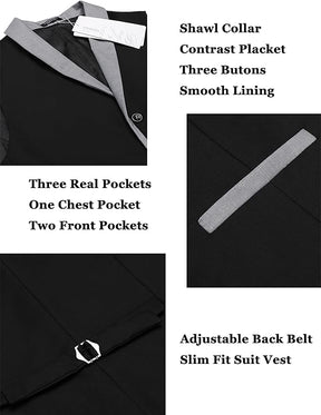 COOFANDY Men's Suit Vest Slim Fit Formal Business Dress Vest Casual Wedding Waistcoat