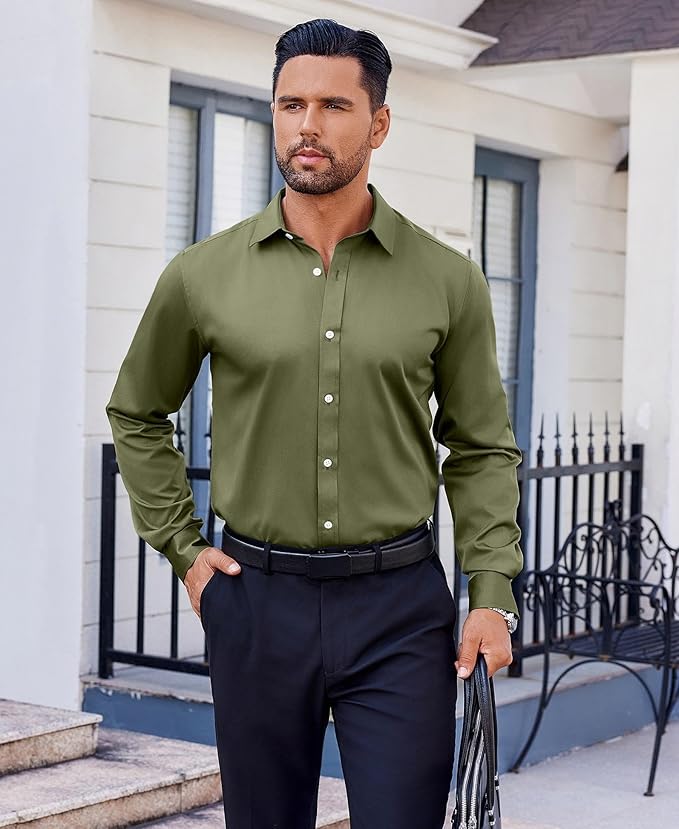 COOFANDY Mens Dress Long Sleeve Wrinkle Free Formal Business Casual Button Down Shirts