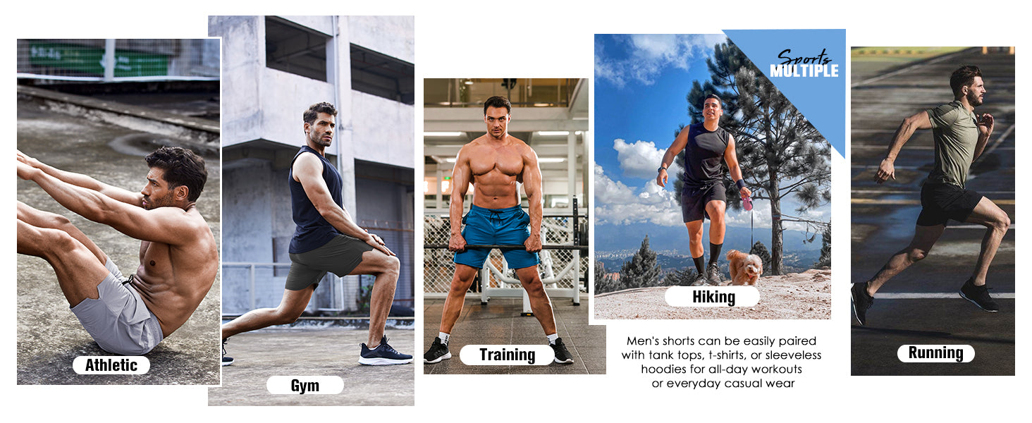 COOFANDY Men's Running Athletic Shorts 5 Inch 2 Pack Gym Workout Shorts Fitted Exercise Hiking Shorts with Zipper Pocket