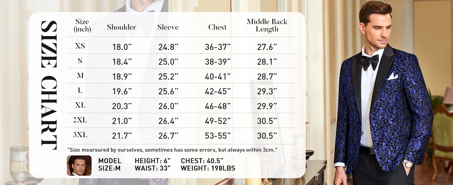 COOFANDY Mens Floral Tuxedo One Button Luxury Shiny Blazer Dinner Party Prom Wedding Suit Jacket