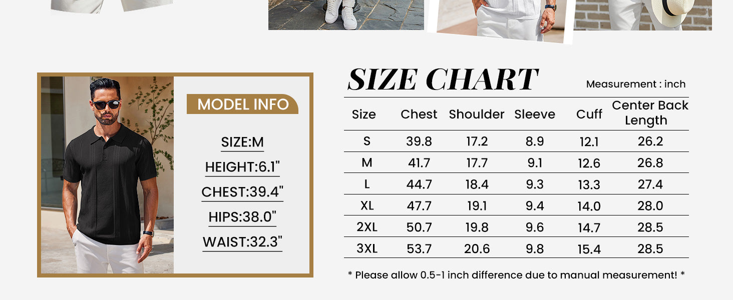 COOFANDY Mens Knit Polo Shirts Short Sleeve Textured Button Down Polo Shirt Cuban Guayabera Summer Beach Shirts