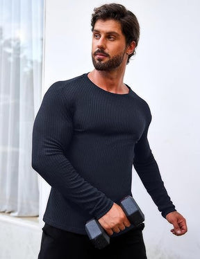 COOFANDY Men's 2 Pack Muscle T-Shirt Stretch Long Sleeve Gym Workout Bodybuilding Training Tee Shirts Casual Hipster Tops