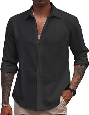 COOFANDY Men's Casual Long Sleeve Button Down Summer Beach Shirt