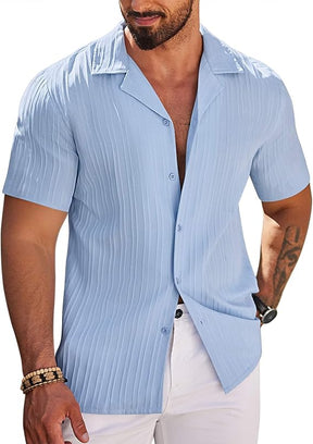 COOFANDY Men's Casual Short Sleeve Button Down Fashion Textured Summer Beach Shirt
