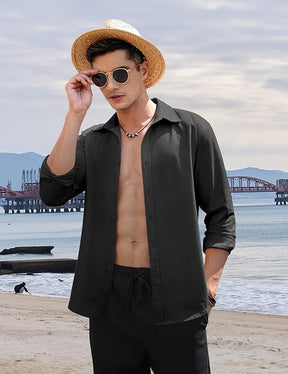 COOFANDY Men's Casual Long Sleeve Button Down Summer Beach Shirt