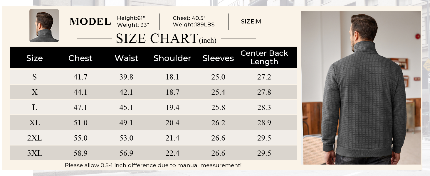 COOFANDY Mens Quarter Zip Sweatshirt Long Sleeve Casual Waffle Pullover Hoodies with Pocket
