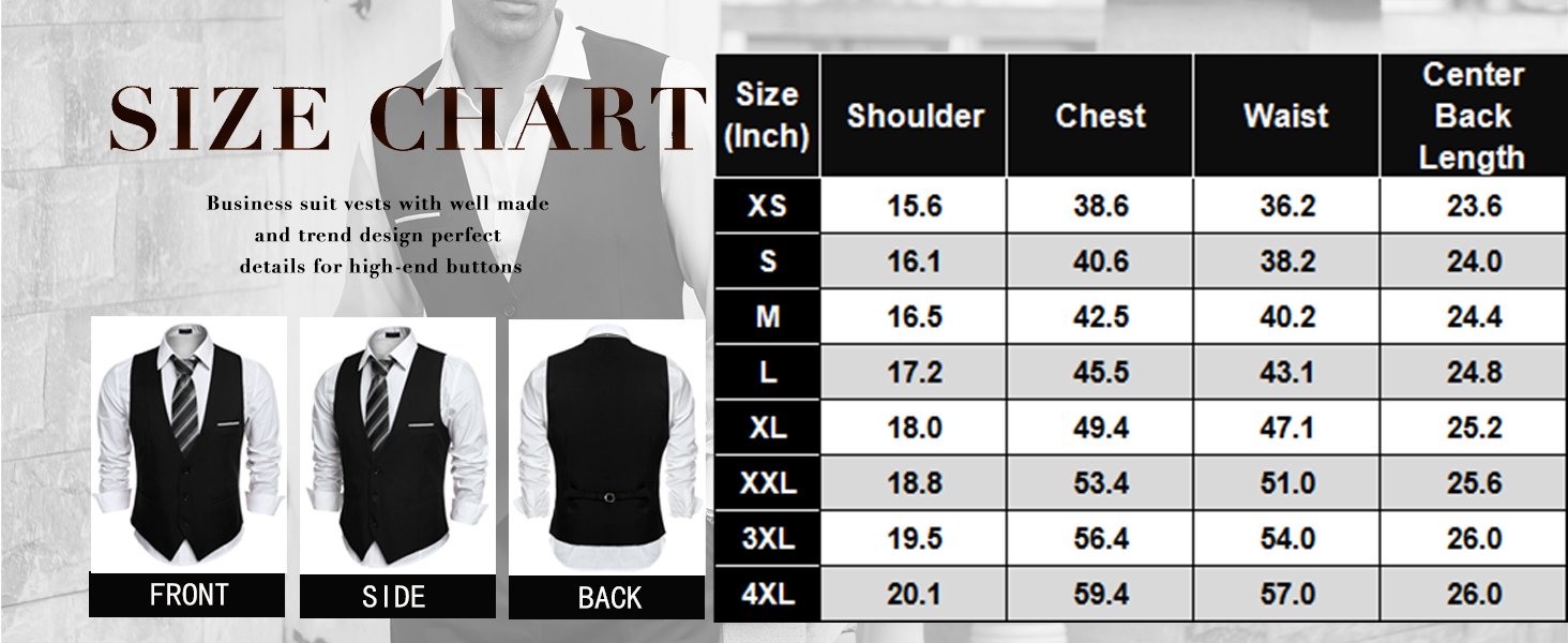 COOFANDY Men's Suit Vest Slim Fit Formal Dress Waistcoat Casual Business Vests for Suit or Tuxedo