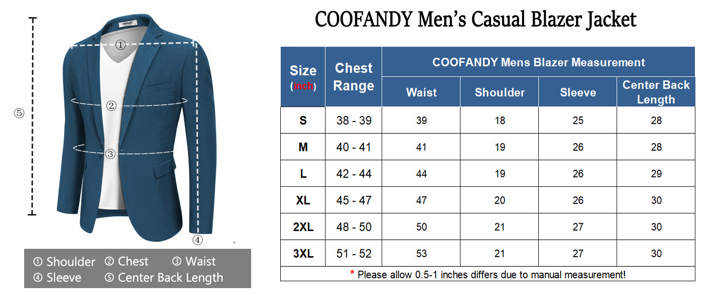 COOFANDY Men's Casual Blazer One Button Sport Coat Slim Fit Lightweight Suit Blazer Jacket
