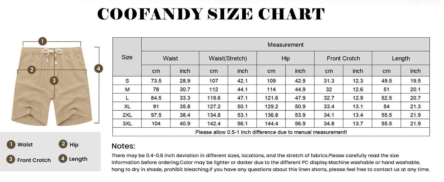 COOFANDY Men's Linen Shorts Casual Elastic Waist Drawstring Summer Beach Shorts