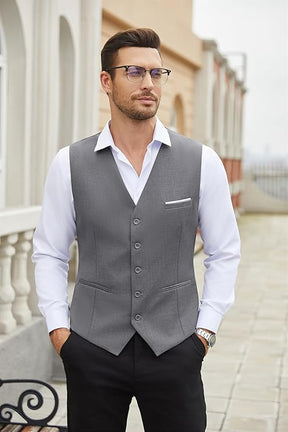 COOFANDY Men's Suit Vest Slim Fit Business Formal Waistcoat Casual Dress Vest