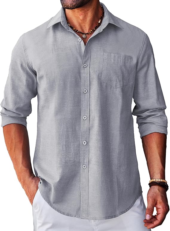 COOFANDY Men's Long Sleeve Button Down Casual Untucked Regular-Fit Oxford Dress Shirts