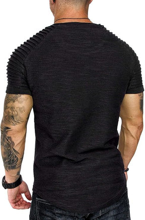 COOFANDY Men's Muscle Pleated Raglan Sleeve Bodybuilding Gym Tee Short Sleeve Fashion Workout Hipster Shirt